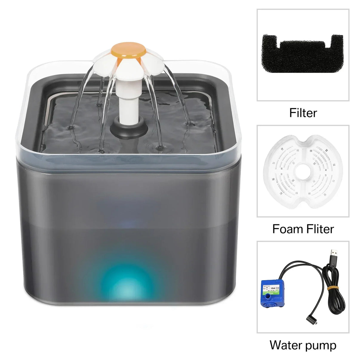 Trinkbrunnen für Katzen & Hunde – 2L, LED & Ultraleise