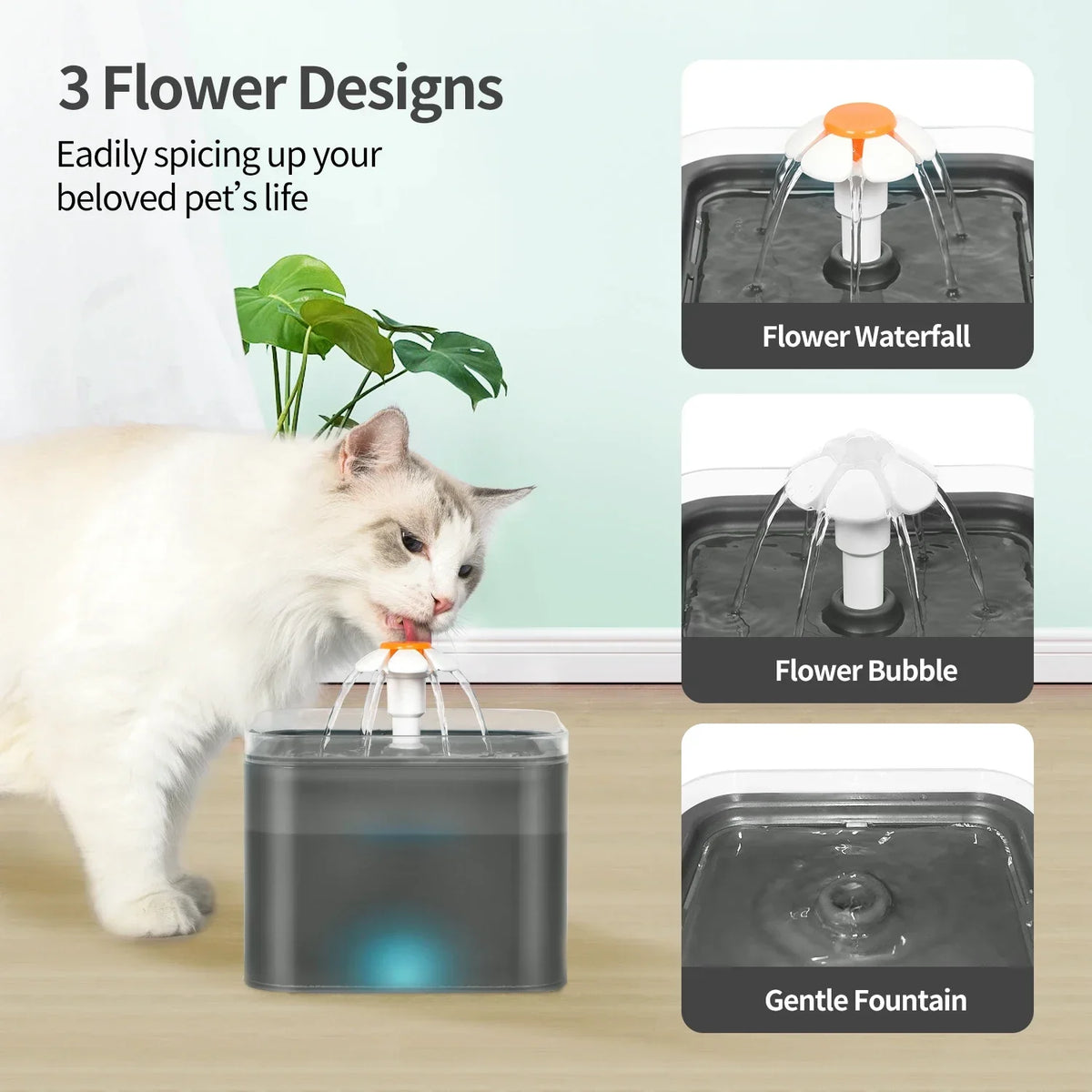 Trinkbrunnen für Katzen & Hunde – 2L, LED & Ultraleise